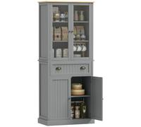 HOMCOM Armario de Cocina Independiente, despensa, Gris | Armario de almacenamiento de 5 niveles, estantes ajustables, cajón, sala de estar, comedor