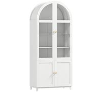 HOMCOM Armario de cocina, vajillero vitrina con 4 puertas, 2 de acrílico y estantes regulables, 78x40x180 cm, blanco Aosom España