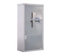 Homcom armario de medicinas botiquín gabinete de primero auxilios acero inox 3 estantes caja colgante de pared con cerradura 25x12x48cm 25 cm