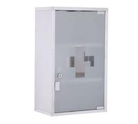 HOMCOM Armario de Medicinas Botiquín Gabinete de Primero Auxilios Acero INOX 3 Estantes Caja Colgante de Pared con Cerradura