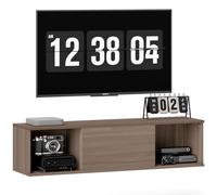 HOMCOM Armario de Pared, Armario de Almacenaje Colgante con 2 Compartimentos Abiertos y Puerta Abatible, Mueble de TV para Salón, Cocina, Baño, 120x30x29,5 cm, Marrón