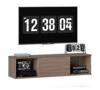 HOMCOM Armario de Pared, Armario de Almacenaje Colgante con 2 Compartimentos Abiertos y Puerta Abatible, Mueble de TV para Salón, Cocina, Baño, 120x30x29,5 cm, Marrón