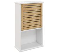 HOMCOM Armario de pared de baño con puerta de madera de bambú, mueble de almacenamiento, estante ajustable, 40 x 20 x 70 cm, color blanco