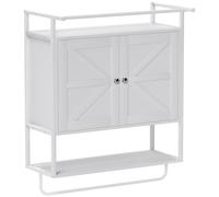 HOMCOM Armario de Pared para Baño Mueble de Baño Suspendido con 2 Puertas Estante Toallero 63x34x75 cm Blanco