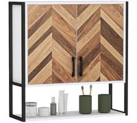 HOMCOM Armario de Pared para Baño Multiusos 59x20x60 cm Multicolor | Mueble de Baño Suspendido, Armario Colgante de Almacenamiento, con 2 Puertas, Estante Ajustable, Estante Abierto