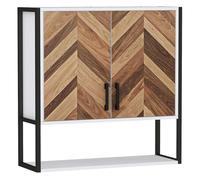HOMCOM Armario de Pared para Baño Multiusos Mueble de Baño Suspendido Armario Colgante de Almacenamiento con 2 Puertas Estante Ajustable y Estante Abierto 59x20x60 cm Multicolor