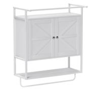 Homcom armario de pared para baño multiusos mueble de baño suspendido armario colgante de almacenamiento con 2 puertas estante toallero 63x34x75 cm blanco 75 cm