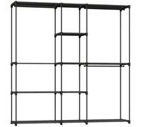 HOMCOM Armario de Ropa 182x43x185 cm Armario Abierto con 8 Estantes de Tela Barras para Colgar Marco de Metal Negro
