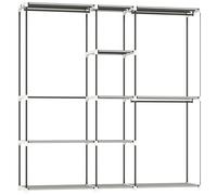 HOMCOM Armario de Ropa 182x43x185 cm Armario Abierto con 8 Estantes de Tela Barras para Colgar Marco de Metal Gris Claro