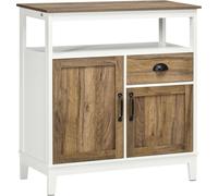 Homcom Armario de Salón 76.6x35x81.5 cm Marrón y Blanco