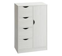 HOMCOM Armario Salón Blanco 4 Cajones 1 Puerta Estante Interior Mueble Almacenaje Multiusos 54x29x83 cm Blanco Aosom España