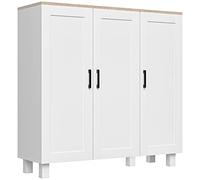 HOMCOM Aparador de Salón Moderno Mueble Buffet con 3 Puertas Estantes Ajustables para Cocina Comedor Estilo Nórdico 90x30x90 cm Blanco Aosom España