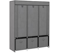 HOMCOM Armario de Tela Armario Ropero con 2 Barras 5 Estantes Abiertos 3 Cajones Cremallera Marco Acero 125x43x162,5 cm Gris