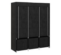 HOMCOM Armario de Tela 2 Barras 5 Estantes 3 Cajones 125x43x162,5 cm Negro | Armario Ropero con Cremallera, Marco de Acero, para Dormitorio, Espacio Pequeño, Vestidor