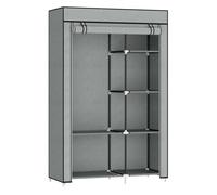HOMCOM Armario de Tela Plegable Ropero Portátil con 6 Estantes y 1 Barra de Colgar para Dormitorio 103x43x162,5cm Gris Aosom España