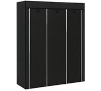 HOMCOM Armario de Tela Plegable, Armario Portátil con 2 Barras para Colgar, 8 Estantes, Marco de Acero, para Dormitorio, Vestidor, 125x43x162,5 cm, Negro