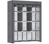 HOMCOM Armario de Tela Plegable, Armario Portátil con 2 Barras para Colgar, 8 Estantes, Marco de Acero, para Dormitorio, Vestidor, 125x43x162,5 cm, Gris Oscuro