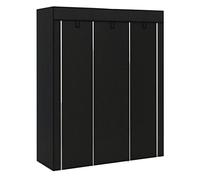 HOMCOM Armario de Tela Plegable, Armario Portátil con 2 Barras para Colgar, 8 Estantes, Marco de Acero, para Dormitorio, Vestidor, 125x43x162,5 cm, Negro