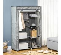 HOMCOM Armario de Tela Plegable con 6 Estantes y 1 Barra 103x43x162,5 cm Gris