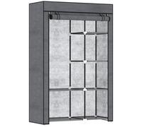 HOMCOM Armario de Tela Plegable Ropero Portátil con 6 Estantes y 1 Barra de Colgar para Dormitorio 103x43x162,5cm Gris Oscuro