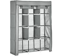 HOMCOM Armario de Tela Plegable con 2 Barras 125x43x162,5 cm Gris Claro