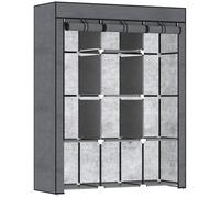 HOMCOM Armario de Tela Plegable Ropero Portátil con 8 Estantes y 2 Barras de Colgar para Dormitorio 125x43x162,5 cm Gris