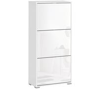 HOMCOM Armario de Zapatos 3 Cajones para Entrada 60x26x124 cm Blanco Brillo