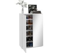 HOMCOM Mueble Zapatero con Espejo para 18 Pares de Zapatos 5 Estantes Ajustables para Recibidor 60x32x95 cm Blanco Aosom España
