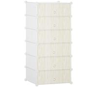HOMCOM Armario de zapatos modular, mueble de almacenamiento con 6 cubos apilables de plástico, 49 x 36,5 x 108 cm blanco