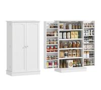 HOMCOM Armario Despensa Cocina 41 Pulgadas 12 Puertas Estanterías Blanco | Armario de cocina independiente, puertas dobles, estantería de 5 niveles, estantes ajustables.