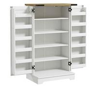 HOMCOM Armario Despensa Cocina Armario de Cocina con 2 Puertas y 16 Estantes Alacena Rústica con Estante Ajustable para Comedor Salón 60x40x104 cm Crema