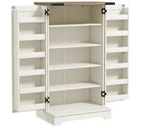 HOMCOM Armario Despensa Cocina con 2 Puertas 16 Estantes y Estantes Ajustables para Comedor Salón 60x40x104 cm Crema