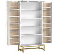 HOMCOM Armario Despensa Cocina con 2 Puertas con 12 Estantes Alacena Moderna con 5 Estantes Ajustables 58x29x119,5 cm Blanco Aosom España