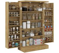 HOMCOM Armario de Cocina, Armario Despensa Cocina, con 2 Puertas, 16 Estantes, Alacena Moderna, con Estantes Ajustables, para Comedor, Salón, 60x30x104 cm, Natural