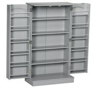 HOMCOM Armario Despensa Cocina con 2 Puertas y 16 Estantes Alacena Moderna con Estantes Ajustables 60x30x104 cm Gris Aosom España