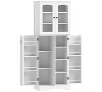 HOMCOM Armario Despensa Cocina con 4 Puertas con 8 Compartimentos 10 Estantes Alacena Moderna con 4 Estantes Ajustables Blanco