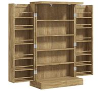 HOMCOM Armario Despensa Cocina MDF con Estantes Ajustables 2 Puertas de Ratán y 16 Estantes para Cocina 60x30x104 cm Natura Aosom España