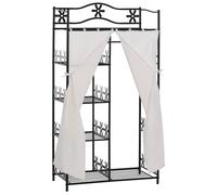 HOMCOM Armario Dormitorio Adulto Ropero Vestuario Almacenamiento Múltiple 5 estantes 84L x 42l x 159H cm metal Negro 2 Cortinas Blancas