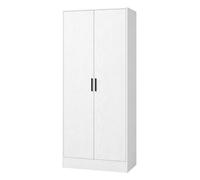 HOMCOM Armario Dormitorio Moderno Armario Ropero 70x37x164 cm Blanco | Barra para Colgar, Estantes, para Salón, Entrada