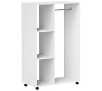 HOMCOM Armario en Ruedas Ropero Móvil Armario para Ropa Colgador Móvil 80x40x128 cm Blanco Aosom España
