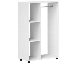 HOMCOM Armario en Ruedas Ropero Móvil Armario para Ropa Colgador Móvil 80x40x128 cm Blanco Aosom España