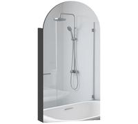 HOMCOM Armario Espejo baño, Puerta Espejo, estantes Ajustables, Blanco | Armario de pared para baño, espejo arco sin marco, estantes de vidrio ajustables