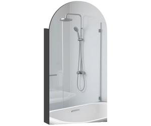 HOMCOM Armario espejo baño, puerta espejo, estantes ajustables, Blanco | Armario de pared para baño, espejo arco sin marco, estantes de vidrio ajustables
