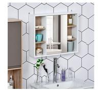 HOMCOM Armario de Baño con con Espejo y Estantes Ajustables Mueble de baño Blanco y Roble 60x14,5x49,4 cm Aosom España