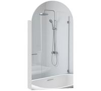 HOMCOM Armario Espejo para baño de Pared Moderno 40x12x80cm Blanco | Armario de pared para baño, espejo arco sin marco, estantes de vidrio ajustables.