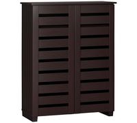 HOMCOM Armario Estrecho para Zapatos, 5 Niveles con 2 Puertas de Listones y estantes Ajustables para 15 Pares, marrón Oscuro