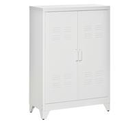 HOMCOM Armario Metálico con 2 Puertas y 2 Baldas Ajustables Mueble Multiusos para Oficina Salón Dormitorio 75x33x110cm Blanco