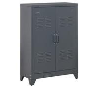 HOMCOM Armario Metálico con Doble Puerta y 2 Baldas Ajustables 75x33x110 cm Gris Gris
