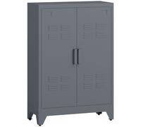 HOMCOM Armario Metálico de Almacenamiento con Doble Puerta de Bisagras y 2 Baldas para Oficina Salón Dormitorio 75x33x110 cm Gris Aosom España