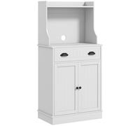 HOMCOM Armario microondas para cocina con espacio abierto 1 cajón y armario 2 puertas 61x35x125,4 cm Blanco Aosom España